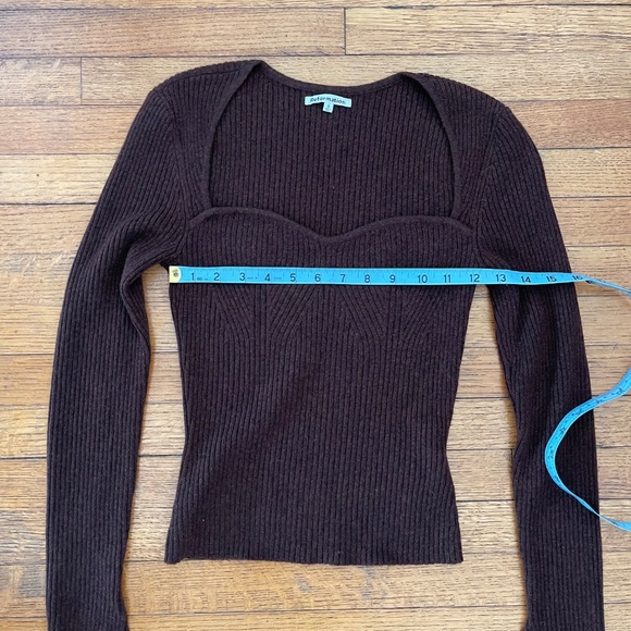 Reformation Brown Glenna Cashmere Sweatheart Neck Pullover Sweater Size S - Picture 7 of 8